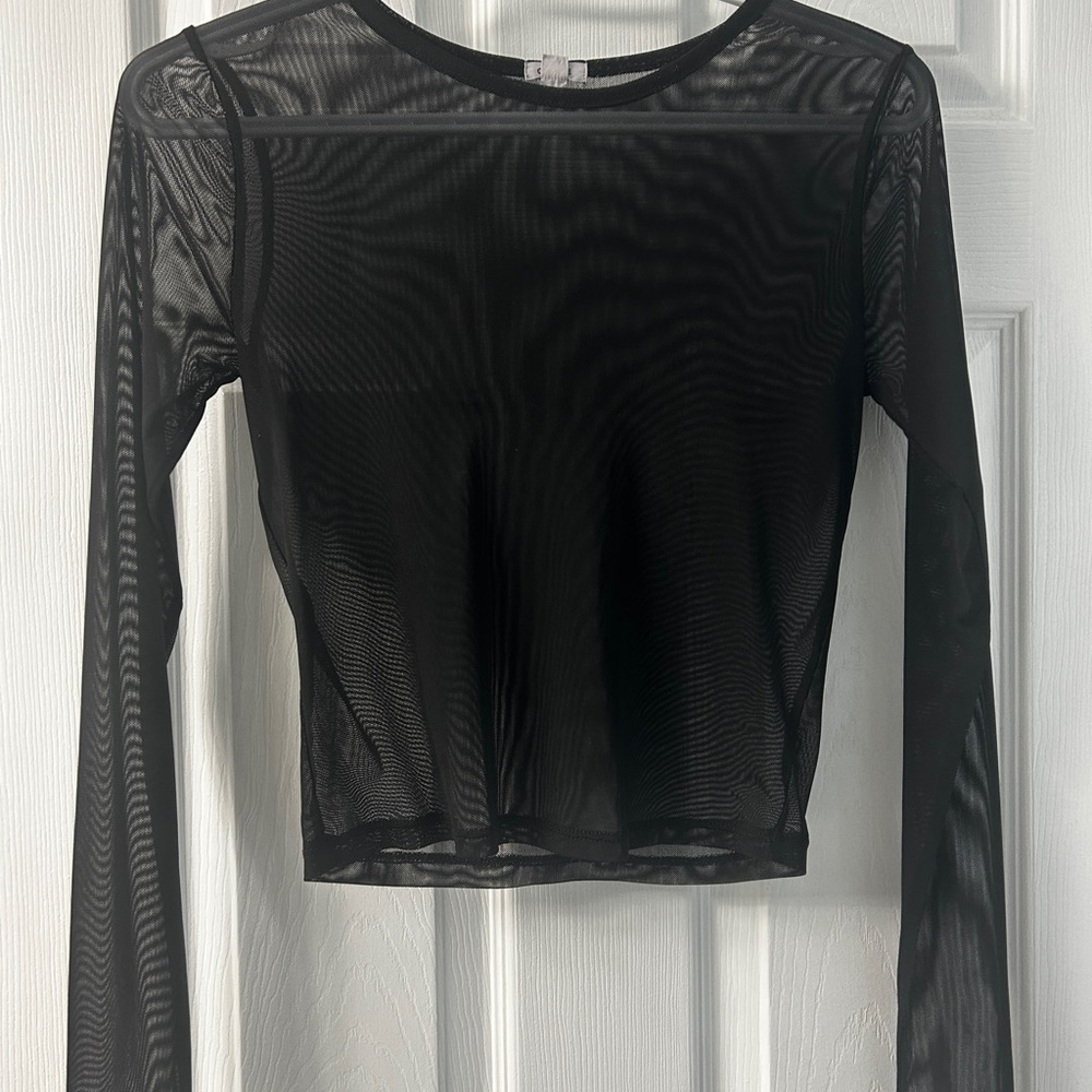 Garage Black Mesh Long Sleeve Top